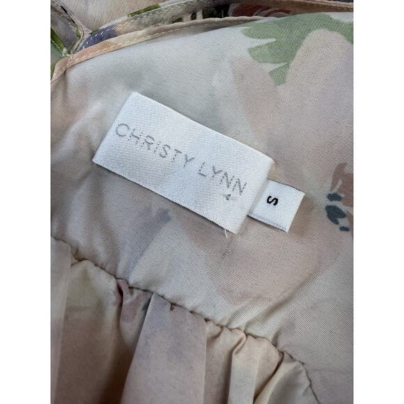 Christy Lynn Silk Floral Tiered Maxi Dress Size Small Sleeveless Ruffle Hem - Picture 12 of 13